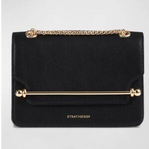 Strathberry Black Leather Shoulder Bag - East West Mini NWOT